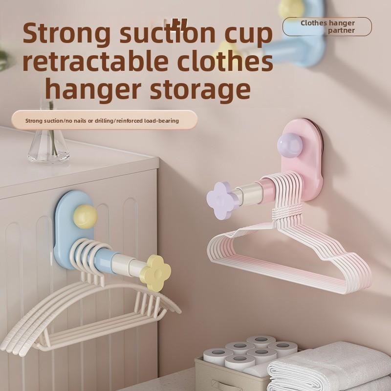 Stretchable Hanger Storage Rack - A Household Hanger Storage Solution That Uses Suction Cups and Doesn't Require Drilling Holes.