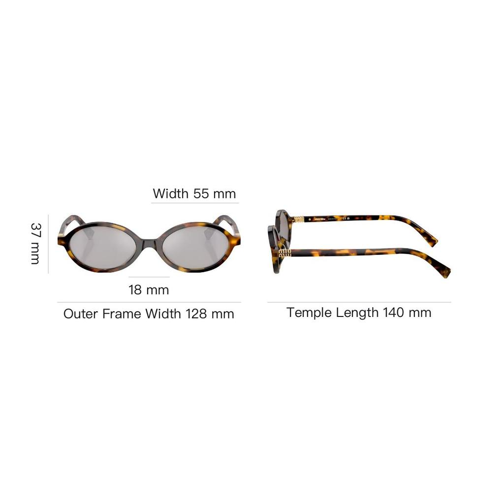Miu Miu Letter Design Oval Sunglasses Women sunglasses Tortoise MU-04ZSF-VAU07F