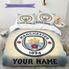 Custom Name Manchester City Pattern Bedding Quilt Set  Home Decoration  Gift (1 * duvet cover + 2 * pillowcase  without core)