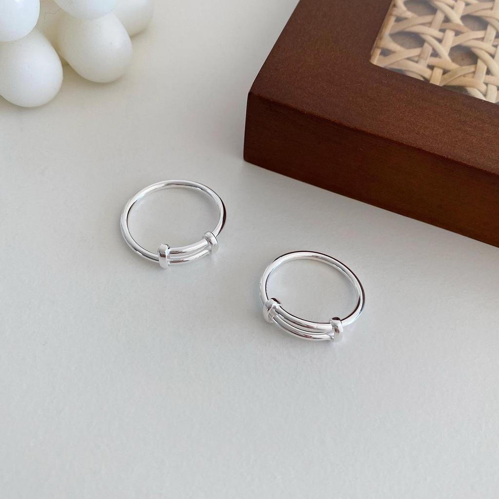 Korean & Japanese Style Push-Pull Ring for Women - Retro Temperament, Trendy Plain Band, Hip Hop Punk Index Ring