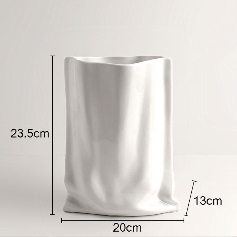 Silver Plated Ceramic Vase Desk Decoration Creative Pleated Vases Decorative Flowers Pots Flower Arrangement Modern Home Decor