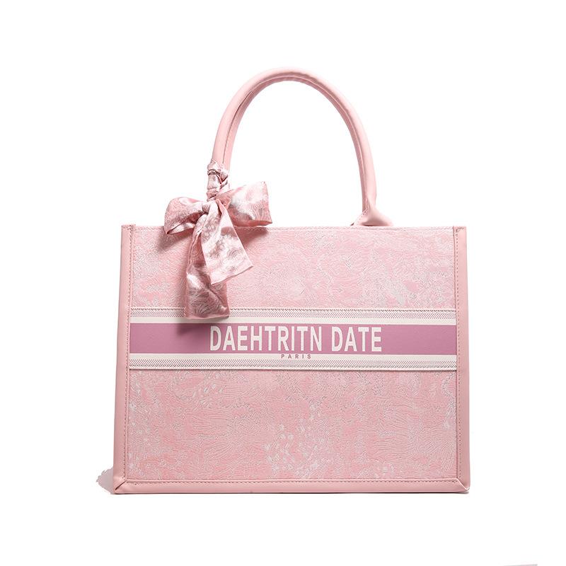 Large capacity letter handbag New casual shopping bag Versatile silk scarf Fashion popular tote bag