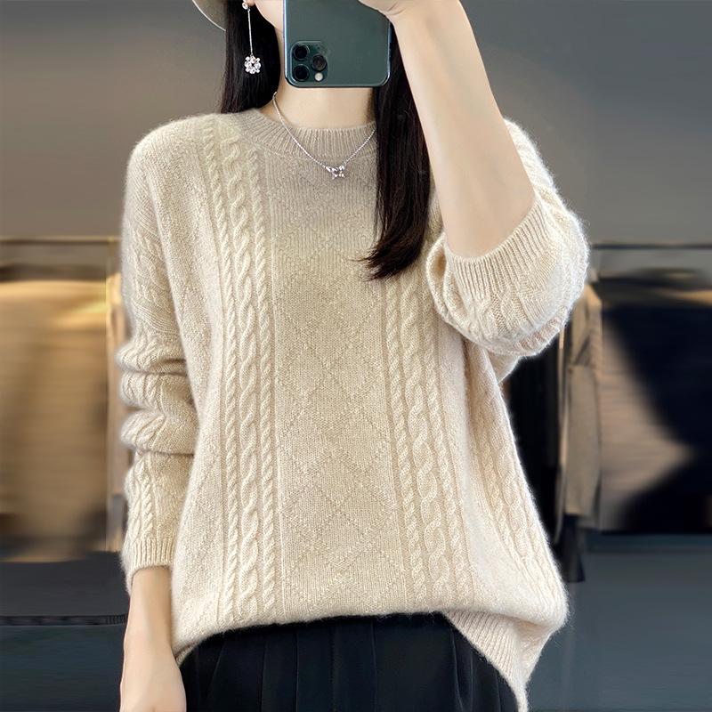 Women's Korean Style Pure Wool Cashmere Knit Pullover Sweater