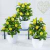 For MINI Lemon Artificial Plant In Pot for Desk Decoration Yellow Fake Fruit Potted Plant for Office Home 18cm Realistic Look
