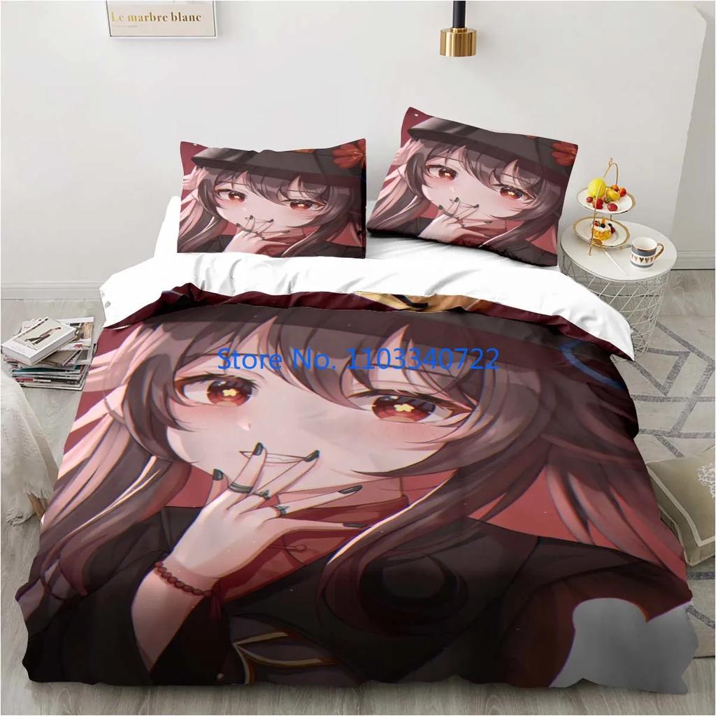 Cartoon Anime Genshin Impact Game Bedding Duvet Cover Print Comforter Cover Bedclothes for Boy Girl Bedding Sets Bedroom Decor