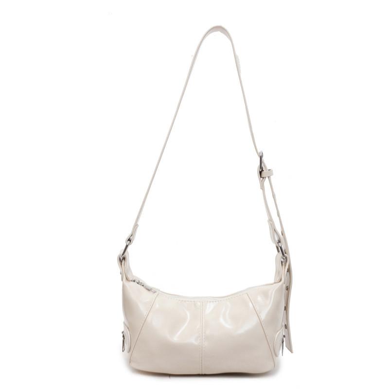 Solid Color Retro Motorcycle Style Shoulder Crossbody Bag For Women Summer Daily Use