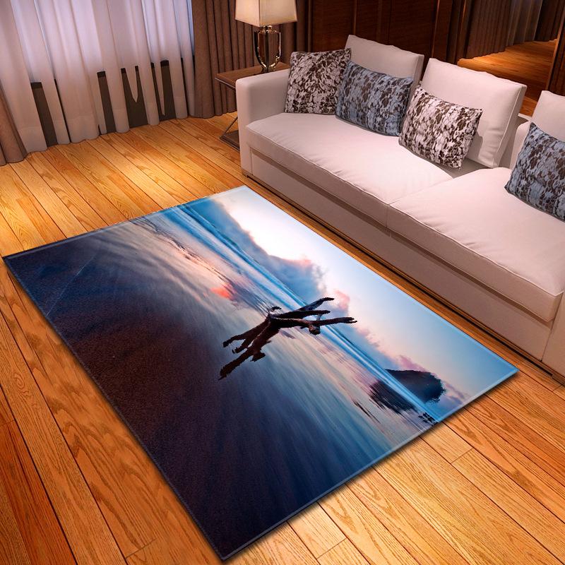Beach Concept Landscape Living Room Carpet Bedroom Dining Room Floor Mat Pattern Size