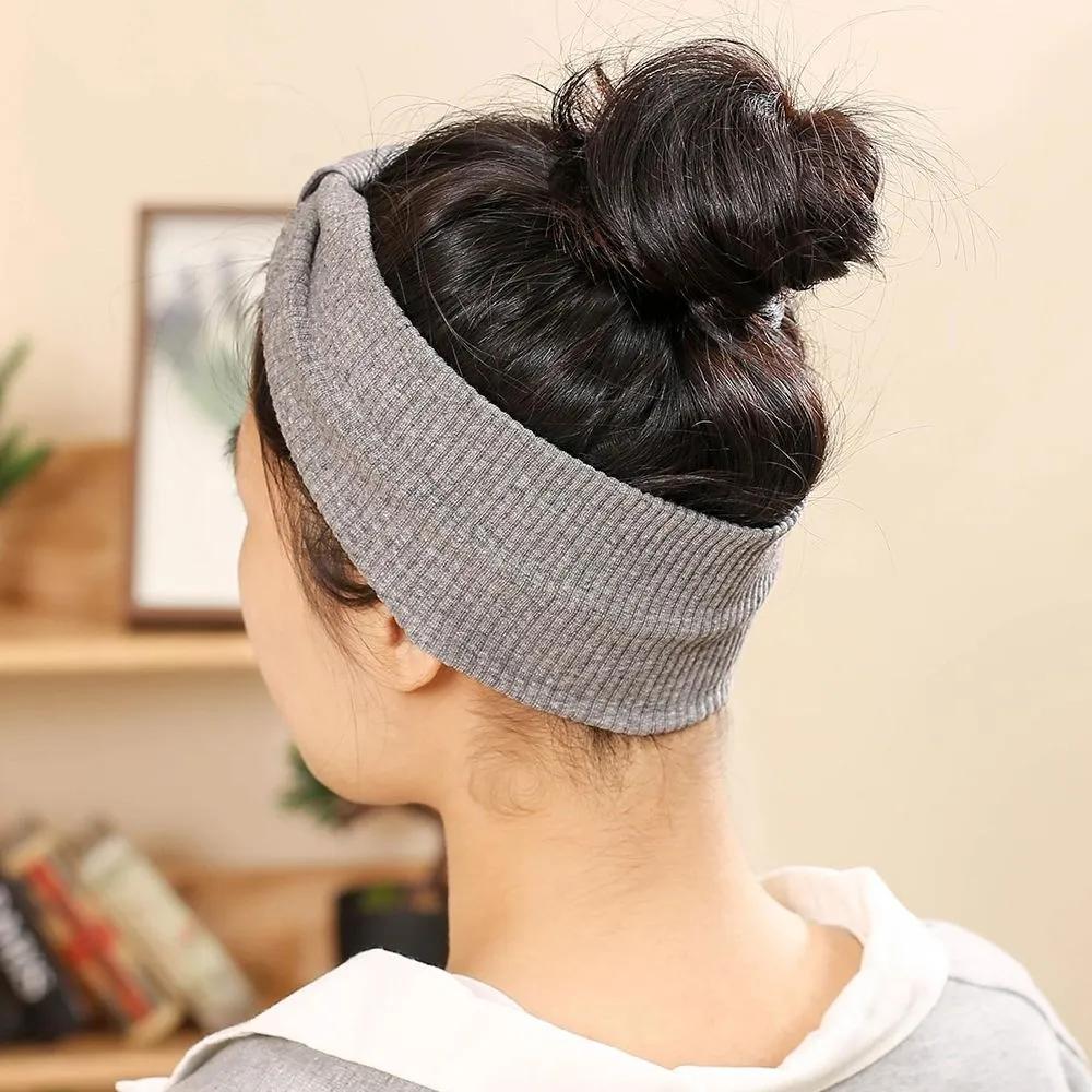 Daily Headband Designer Headband Angel Scrunchie Ribbon Ribbed Turban Light Gray
