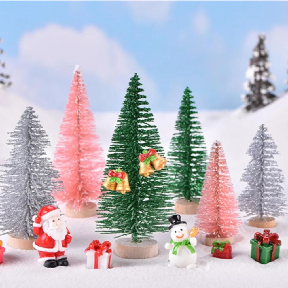 1 PC Artificial Christmas Tree Figurine Sisal Silk Cedar Pine Tree Mini Miniature Micro Landscape New  Fairy Garden Decor