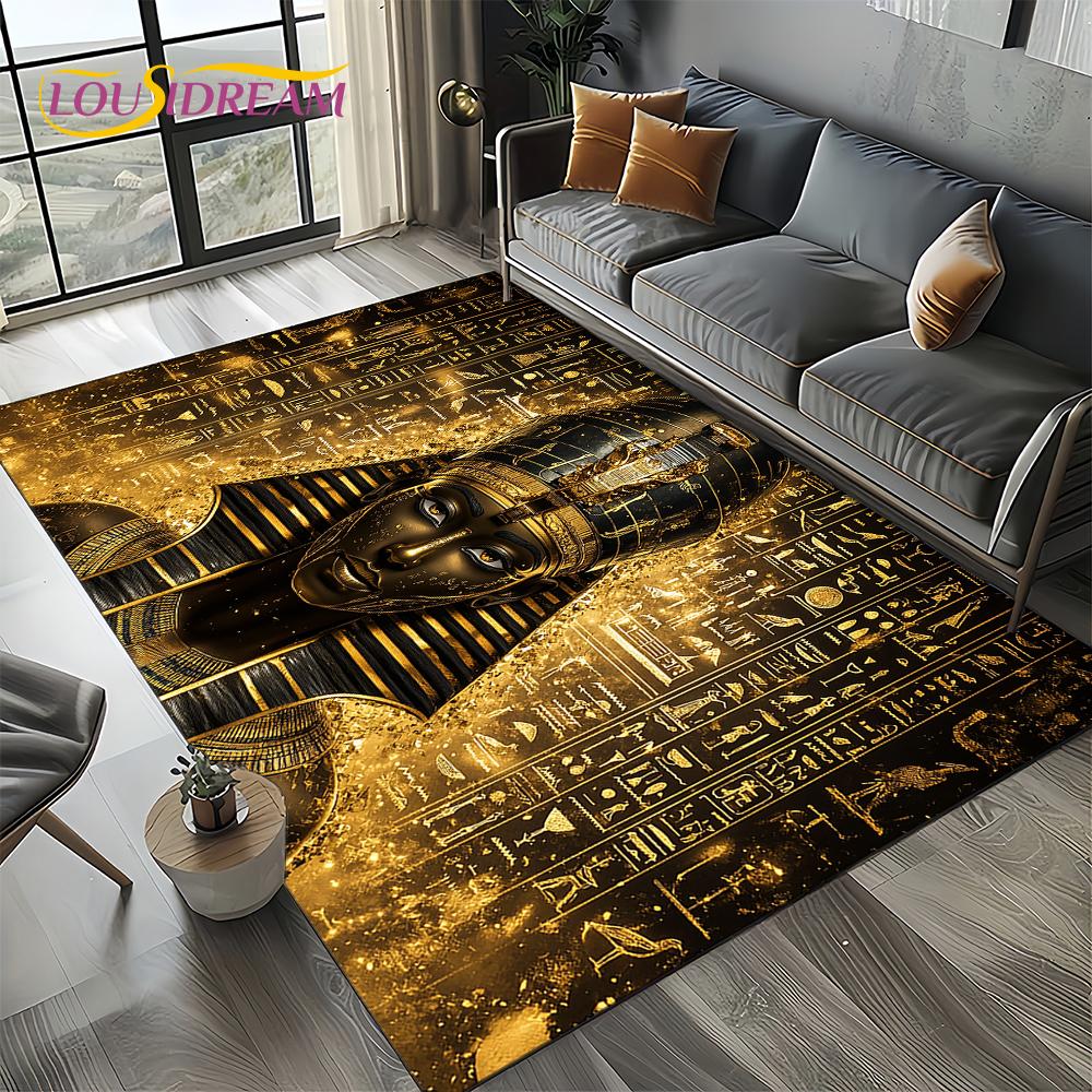 2025 Ancient Egypt Death Anubis Pharaoh Horus Mythology Carpet Rug for Living Room Bedroom Home Sofa,Area Rug Non-slip Floor Mat