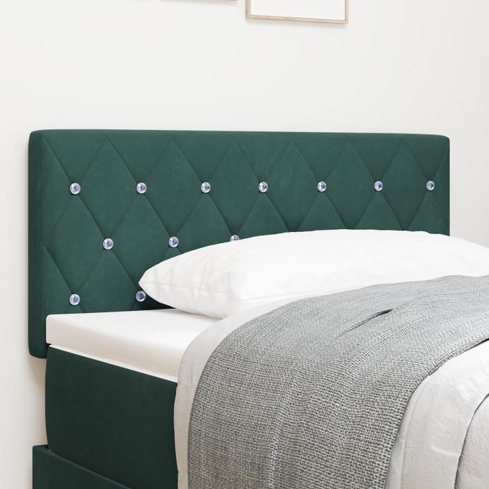 Tête de lit vidaXL en velours vert foncé avec boutons en cristal 90 cm 42007078