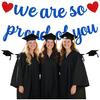 Pre-Strung We Are So Proud of You Banner Garland for Veterans Day Congratulation Graduation Party, NO DIY Black and Blue Glittery Letter Hat Sign for