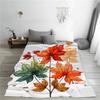 Autumn Leaves Pattern Flannel Throw Blanket White Color Maple Leaf Print Warm Blanket For  Living Room Sofa Bed Decor All Season