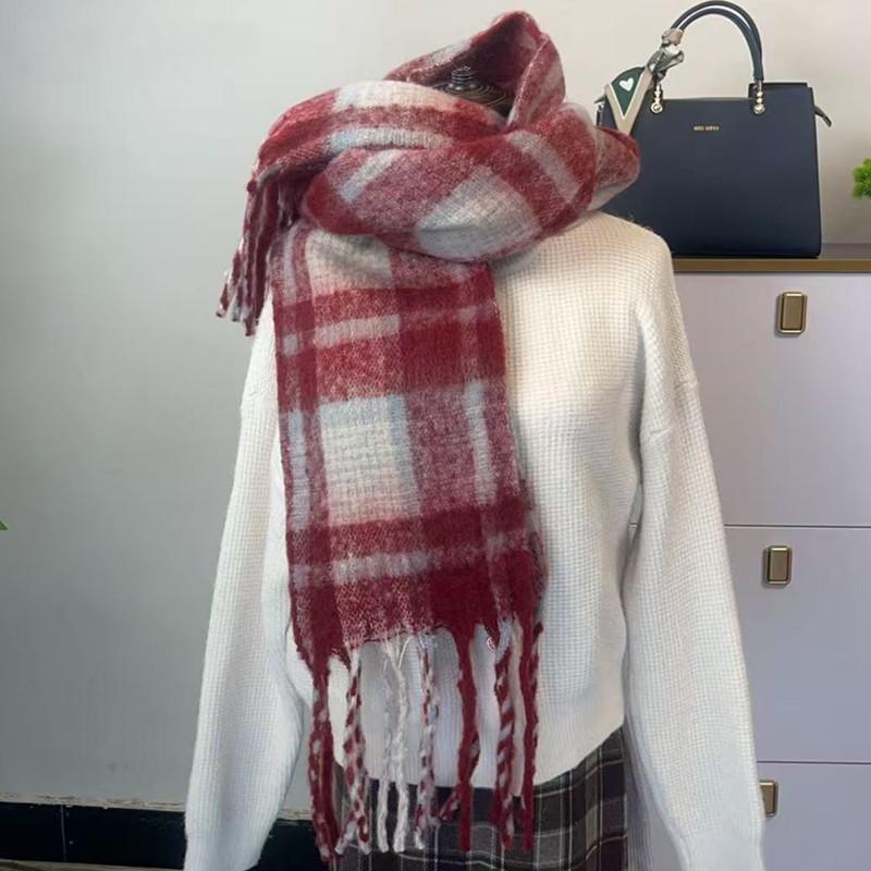 Hochwertiger Schal im koreanischen Stil mit Karomuster: Warmer, verdickter Kaschmir-ähnlicher Schal für Studenten und Paare