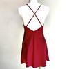 Women's Red V-Neck Spaghetti Strap Nightgown with Chest Pads - Ice Silk Pajamas for Spring and Autumn