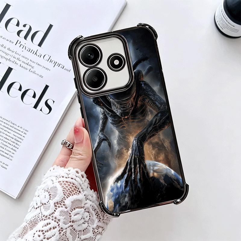 Cool A-Alien X-Xenomorph Plating Phone Case For Xiaomi Redmi Note 14 15 Pro Plus 13 12 11 11S 11T 10 9S 9 5G Anti-Fall Airabag C