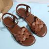 Summer flat woven elastic band retro women's sandals