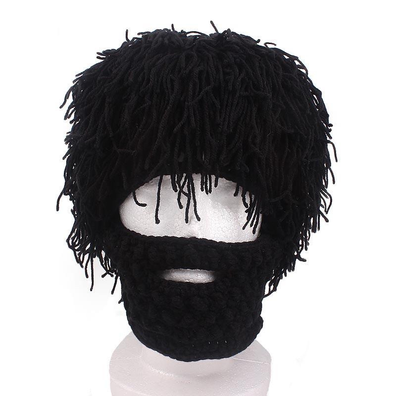 Hobo Mad Caveman Style Winter Knit Beanies With Premium Wig Beard Design**