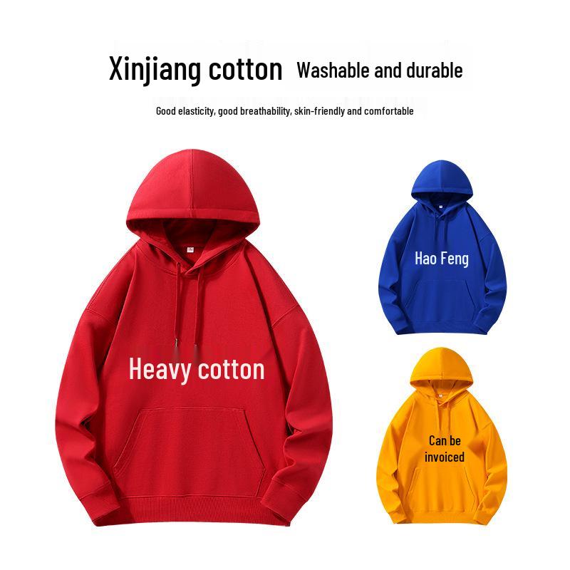 Heavyweight Drop Shoulder Pure Cotton Hooded Sweatshirt with Custom Logo and Printing