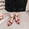 New flat shoes women's summer sandals with skirts French pointed thin strips Roman shoes