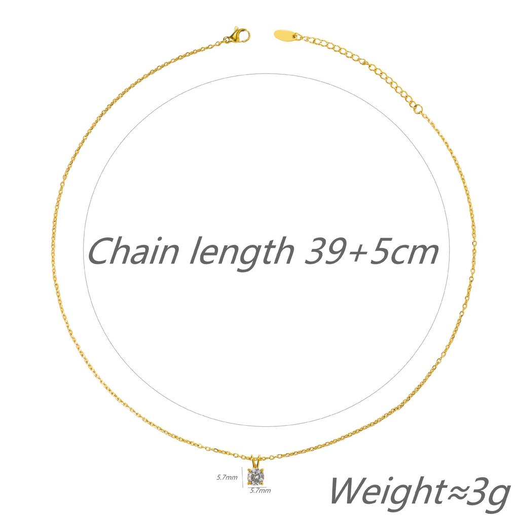 Titanium Steel Single Diamond Pendant Necklace Light Luxury Simple Four-Claw Diamond Collarbone Chain Niche Design Jewelry
