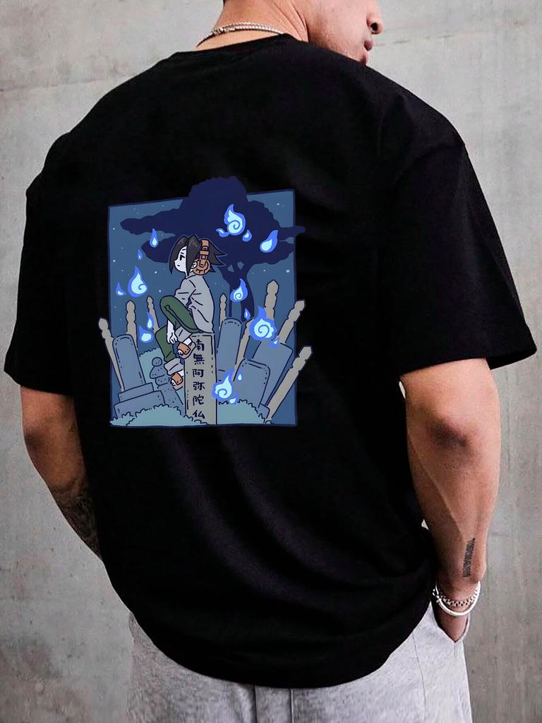 Japanese Cool Boy Cartoon T-shirt for Unisex Gothic Summer Cotton High Street Unisex Tops Short Sleeve Tees Women O-neck T Shirts