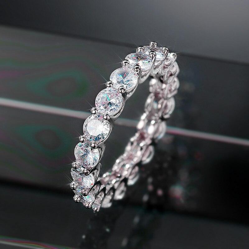 Neue Trendy Frauen Hochzeit Ewigkeit Ringe Voller Zirkonia Hochwertige Aussage Schmuck Silber Farbe Ring