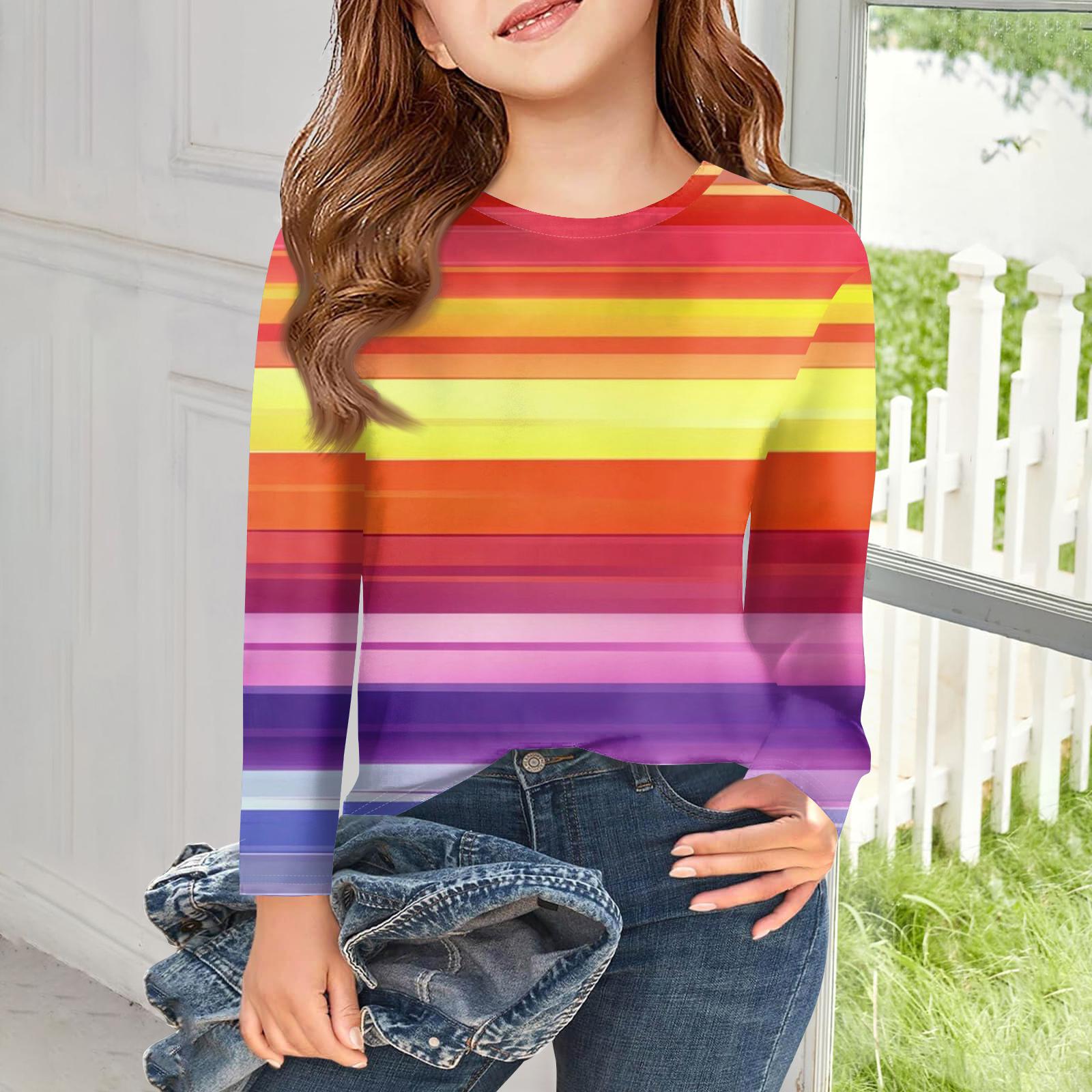 

Girls Long Sleeve T Shirts Kids Fall Tops Crewneck Printed Basic Tees 160 жовтий