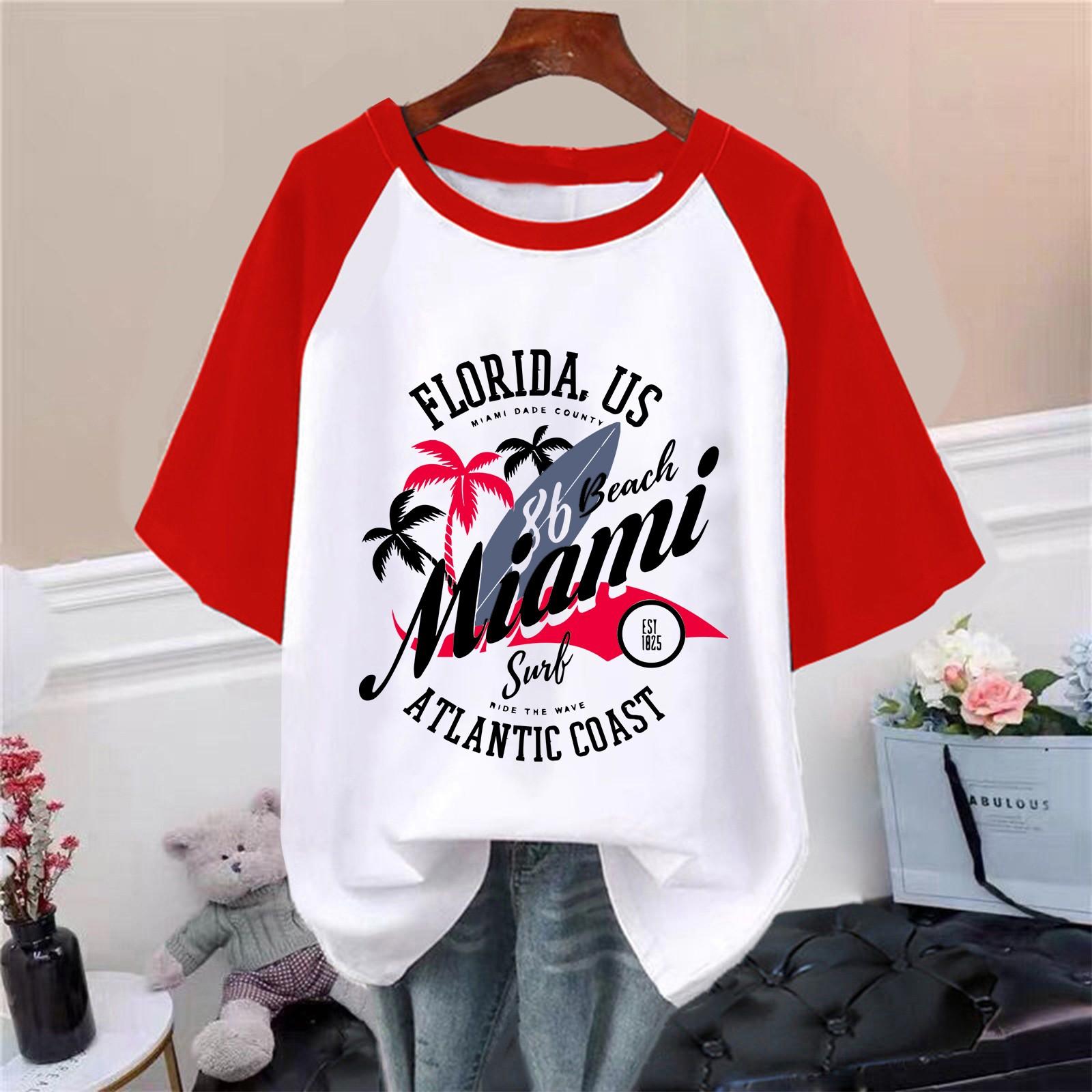 

Женская повседневная мода, удобная, темпераментная, пляжная, с принтом «Океан», рукав реглан, футболка, топ L