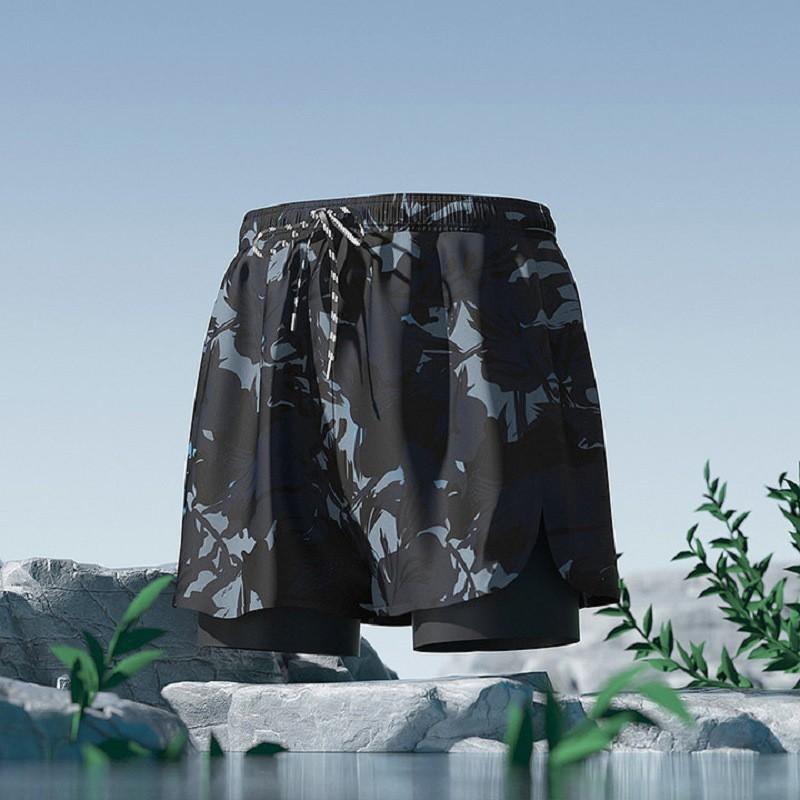 Mens Quick-Dry Swim Trunks With Inner Brief Support Loose Fit Athletic Board Shorts Swimming Beach Surfing