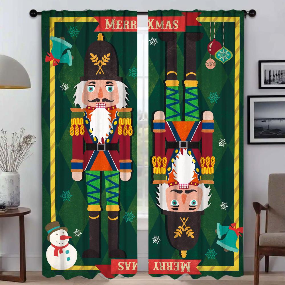 Dziadek do orzechów Zasłony do wnętrza domu do salonu Zasłona zaciemniająca do pokoju 2 panele Żaluzje Rolety Dekoracja na Halloween Parawan