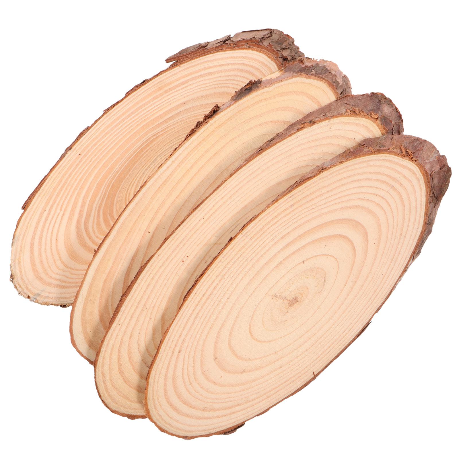 4 шт. Овальные Спилы Натурального Дерева Необработанные Деревянные Заготовки Кора Для Выжигания по Дереву, Раскрашивания, Рождественские Настольные Центральные Элементы Подставки