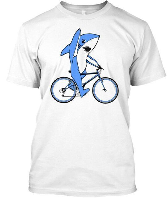 Funny Left Shark Bike Tees T-Shirt Made In the USA Size S To 5XL