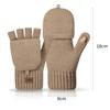 Thickened Plush Fluffy Winter Knitted Gloves Men Women Flip Cover Half Finger Mittens Warm Windproof Outdoor Cycling Gloves Gift