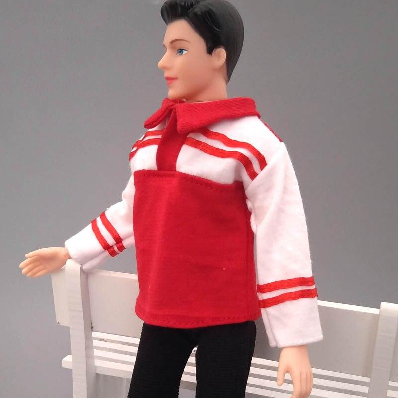 1/6 Boy Doll Clothes For Ken Doll Outfits Red Blue Shirt & Black Trousers Pants Clothes For Barbie's Boyfriend Ken Prince Doll