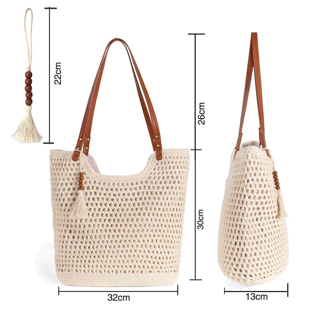Boshiho Tote Bag, Basket Bag, Cute, Large Capacity, Lightweight, for Photography, Travel, the Beach, Fireworks Festivals, Commuting, Women's, Forest