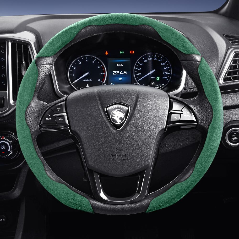 Suitable for Proton Sports Suede Steering Wheel Cover, Split Snap-On Type, Non-Slip and Durable, for Models Such as Saga X50 S70 Persona X70