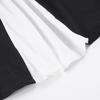 Women Black White Color Block Square Neck Bow Detail Puff Sleeve Slim Fit Casual Blouse