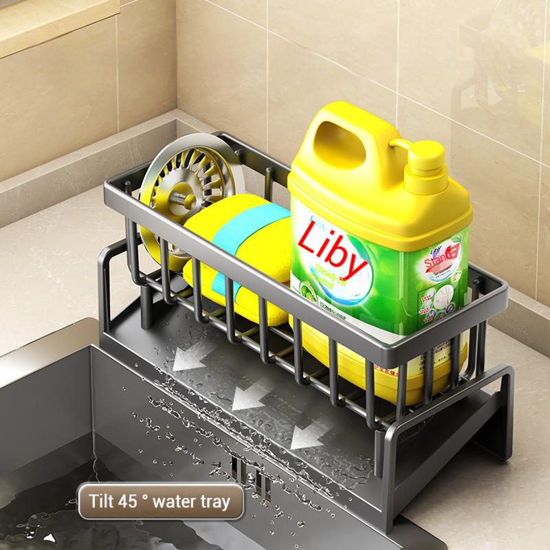 1-Piece Multifunctional Plastic Kitchen and Bathroom Sink Storage Rack Set, Faucet Hanging Storage Rack Suitable for Dishcloths, Sponges, Brushes,