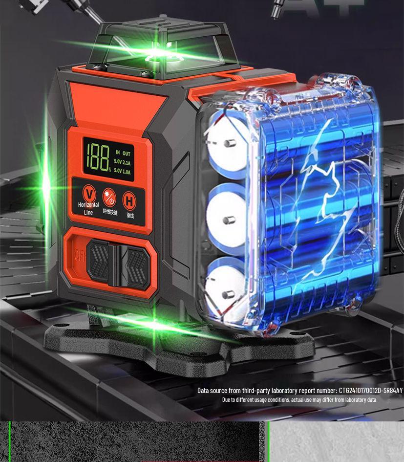 12-Line High Precision Green Infrared Level with Automatic Outdoor Wall Sticking and Self-Leveling