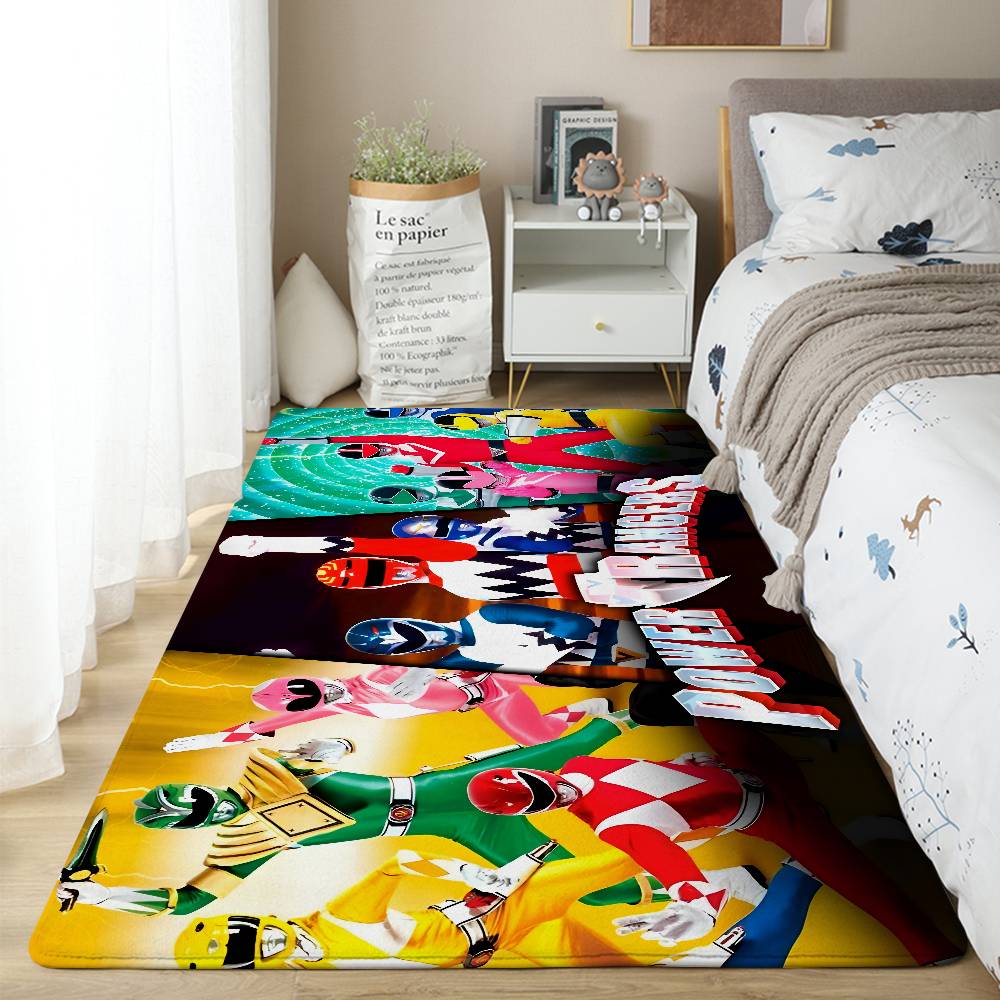Film P-Power R-Rangers Floor Mat Pattern Printed Flannel Door Mat, Suitable For Bathroom, Living Room, Home Decoration