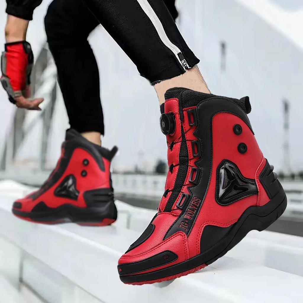 Męskie Damskie Buty Motocyklowe Skóra Mikrofibrowa Jazda Motocyklowa Antykolizyjne Ochronne Buty na Kostkę But Wyścigowy Moto