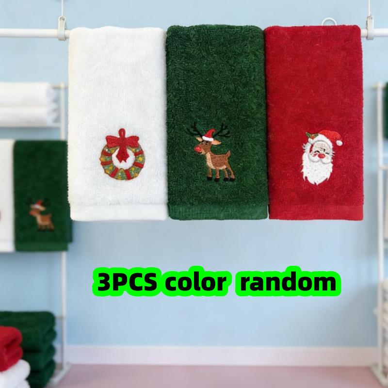 

3-Piece Towel Set with Random Colors, Wholesale Pure Cotton Christmas Gift Towels, Custom Halloween Kitchen Hand Towels, Essential Household