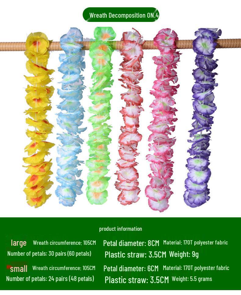 36PCS Hawaiian Lei Necklace Set - Small Size, Perfect for Holiday Events