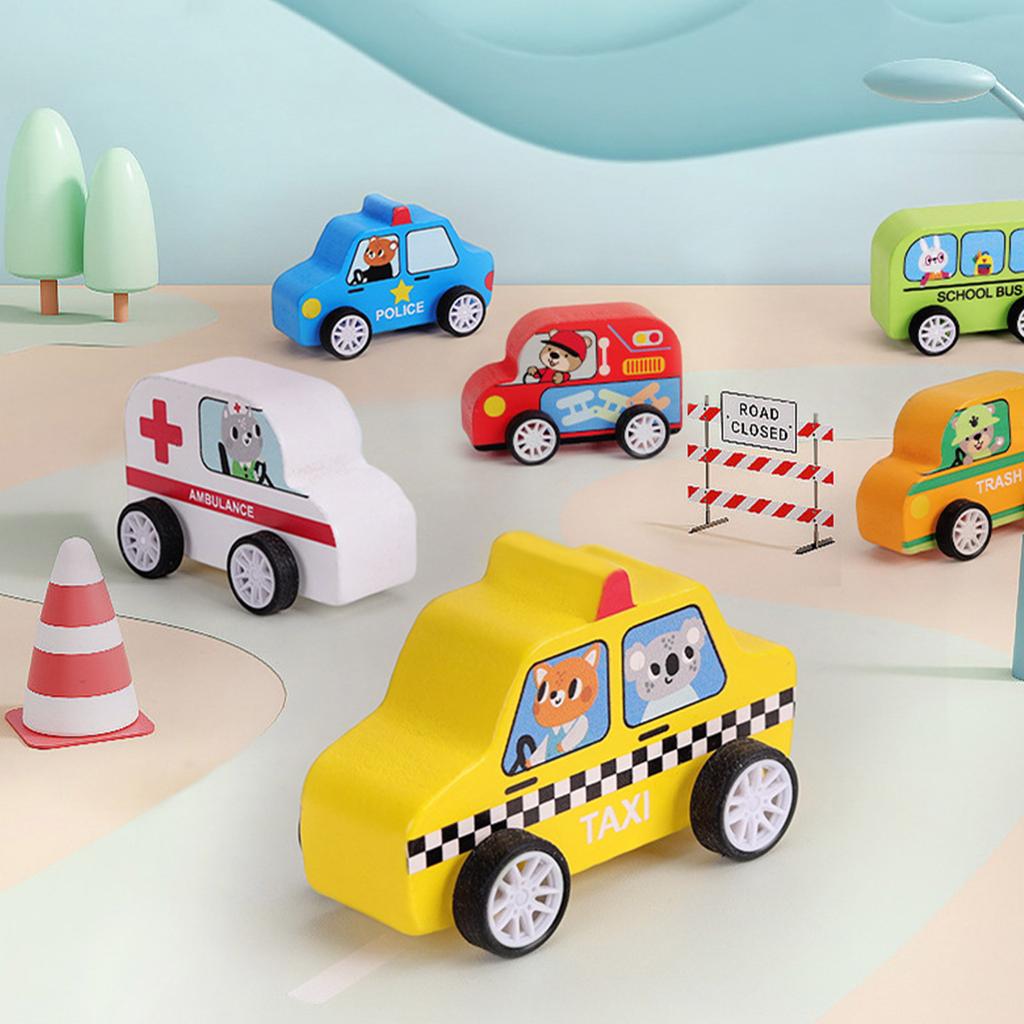 Entertaining Car Model Set Vehicle School Bus Inertial Car for Preschool Kids Birthday Gift Realistic Car Model Set of 6