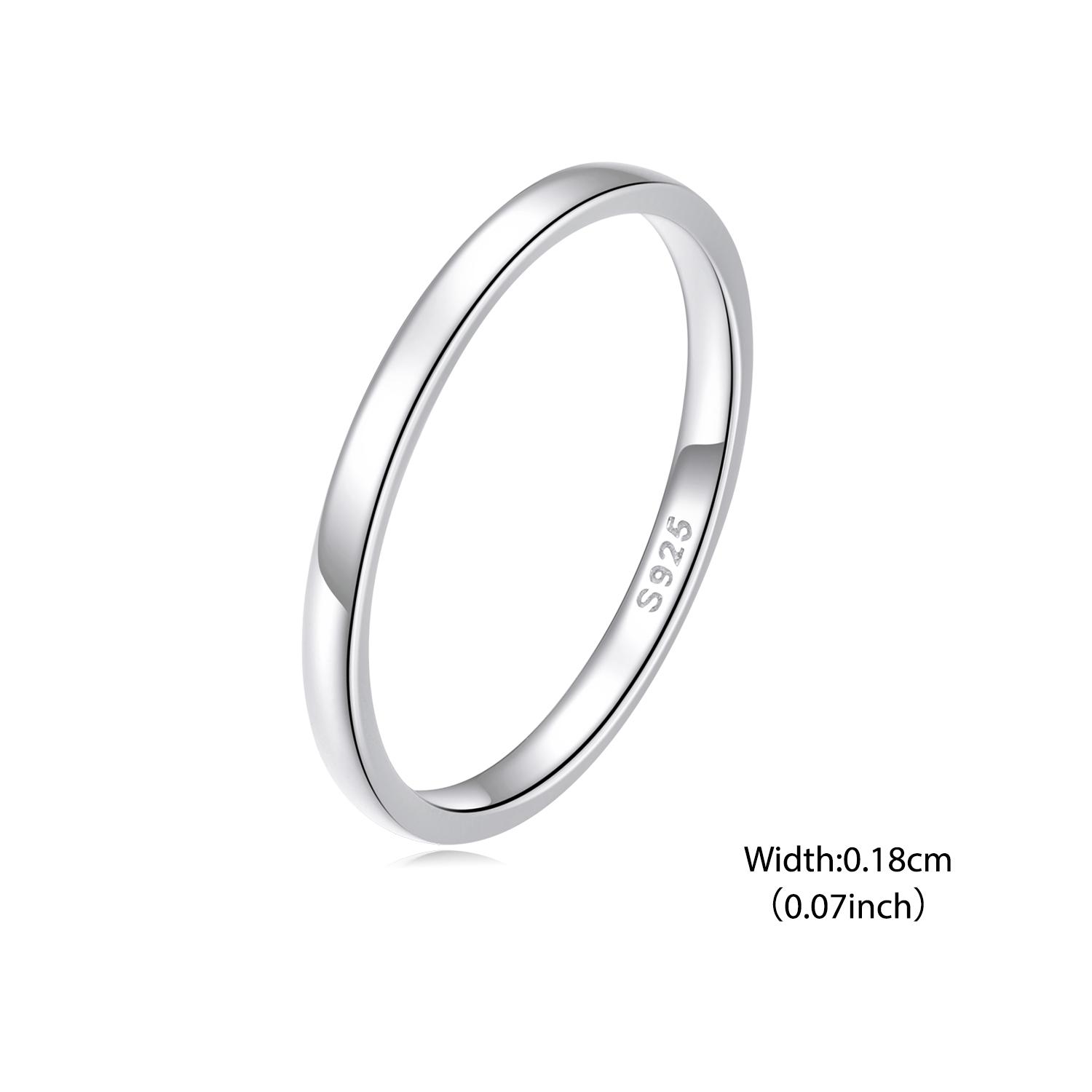 

BAMOER New 925 Silver Minimalism Simple Ring for Women Fine Jewelry Fashion Stackble Eternity Band Wedding Gift Anillos 6