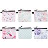 6pcs Coin Purse Floral Printing Fresh Feminine Product Pouch For Women Teens Girls