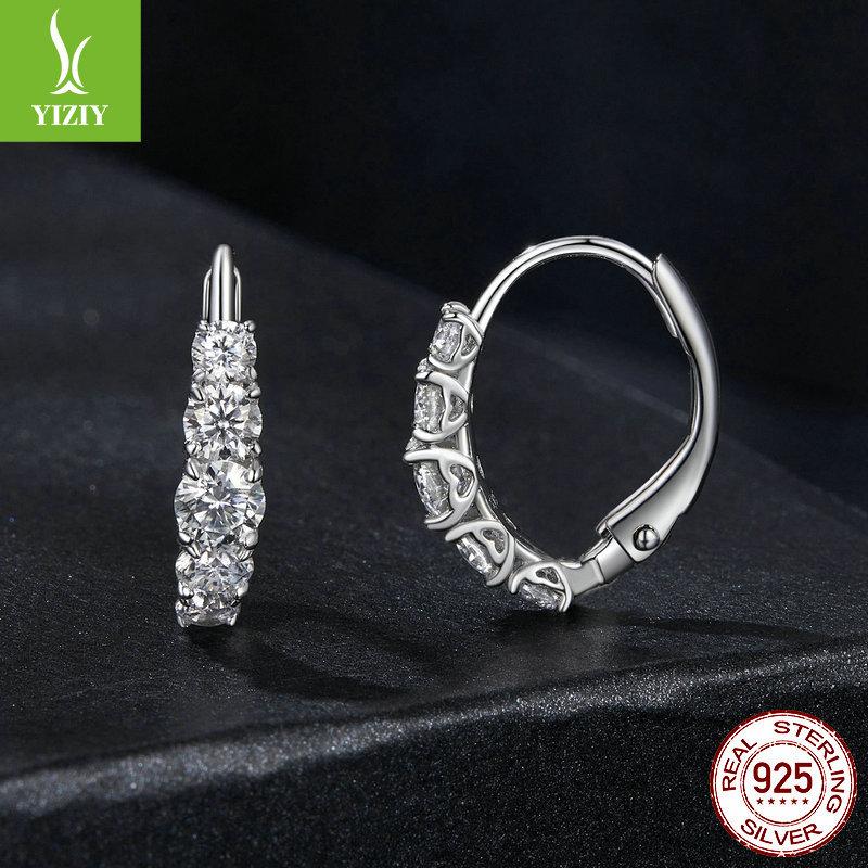 Simple Classic Shining Moissanite Ear Buckle Lady, Elegant And Confident S925 Sterling Silver Earrings Earrings