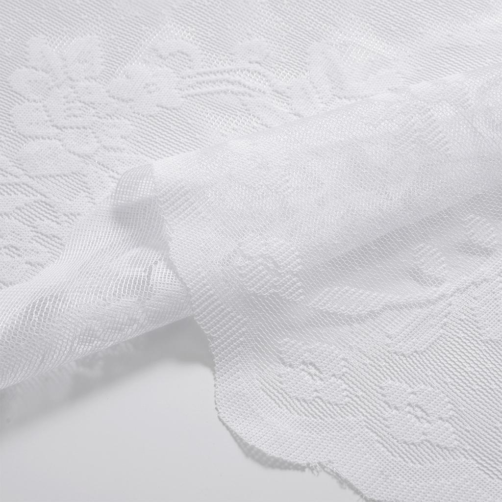 Finished Window Screen, White Flower Branch Short Curtain Semi-Blackout Window Screen Curtain