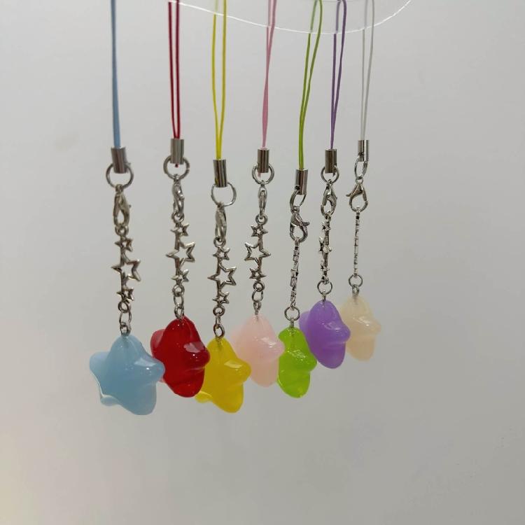 Eye Catching Phone Pendant Star Keychain Phone Charm Keyringfor Women and Girls